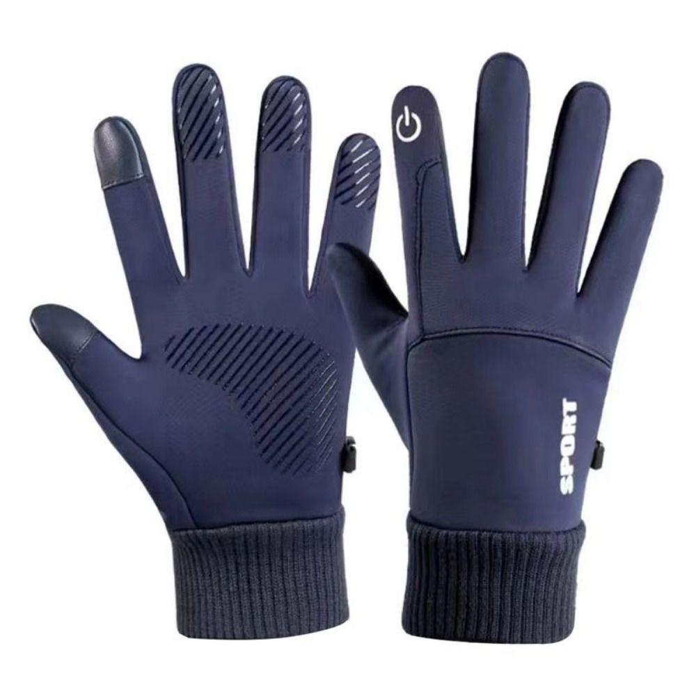 

Waterproof Cycling Snow Ski Gloves Autumn and Winter Commuting Gloves Touchscreen Gloves Driving синий