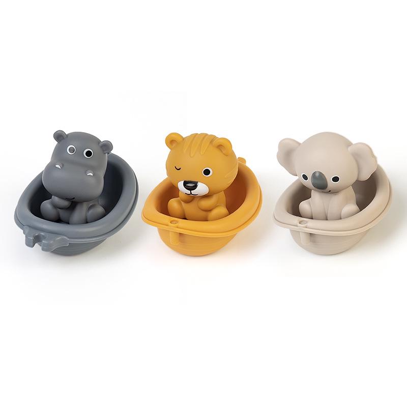 Stackable Floating Boat Bath Toys for Infants & Toddlers – Water Play Animal Finger Puppets