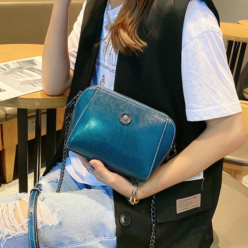 Neue Modische Rindsleder Umhängetasche Handytasche Kettenschale Tasche