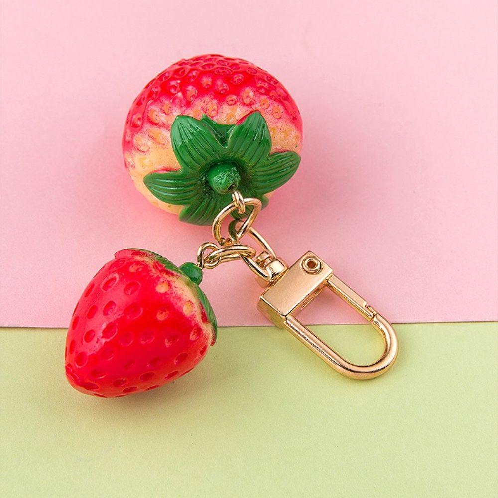 Bag Pendant Women Jewelry Key Holder Strawberry Heart Keychain Backpack Pendant Key Accessories