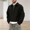 Men Lapel Neck Long Sleeve Zipper Stitching Casual Cargo Jackets Coats
