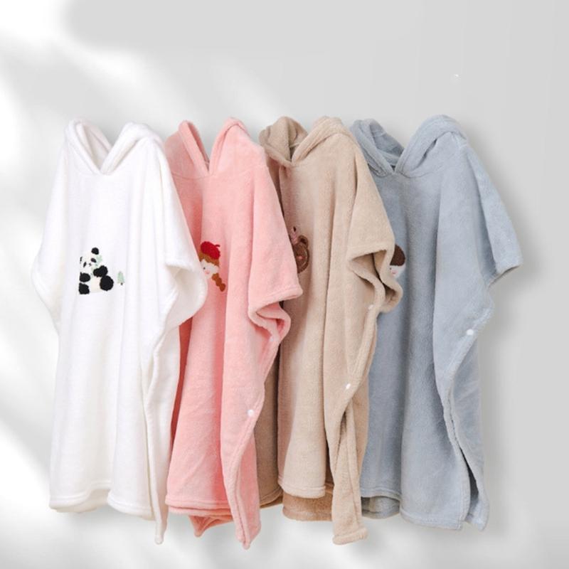 Bata de baño con capucha para bebé, toalla de baño transpirable, capa para bebé de secado rápido, suave, con dibujos animados, poncho para recién nacidos, muy absorbente