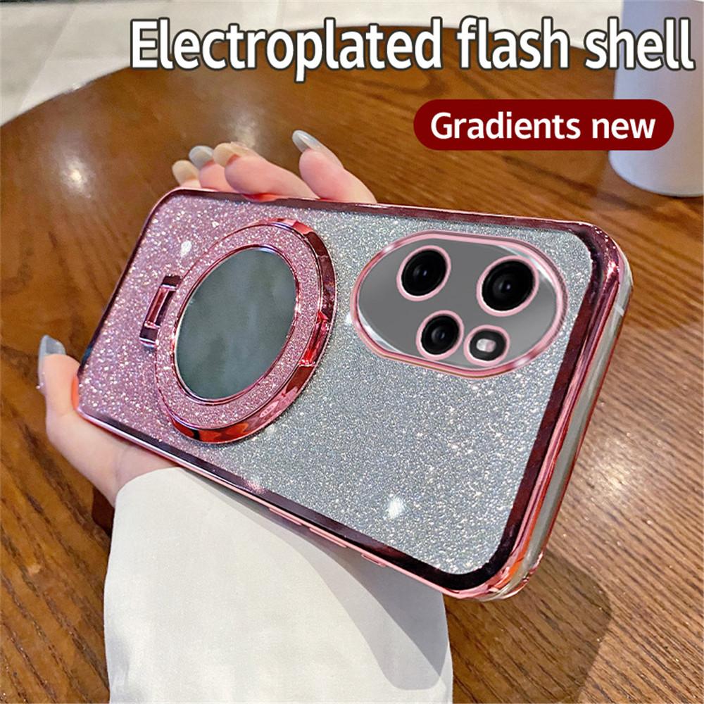 Luxury Mirror Accessory Glitter Case For Huawei Honor 100 90 80 70 Pro 50 60 SE 20 30 Pro Soft Stand Holder Bracket Bling Cover