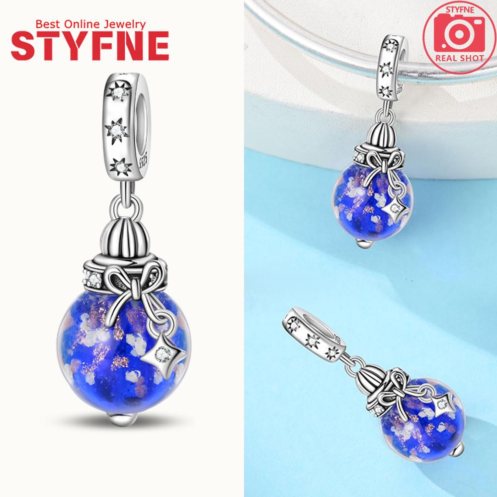 Silver 925 Colored Zircon Heart-shaped Pendant Beads Charm Fit Bracelet Jewelry Making Fine Gift for Women