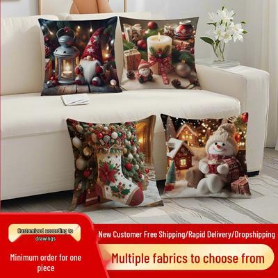 3D Print Christmas Throw Pillowcase - Festive Decor for Sofa & Living Room