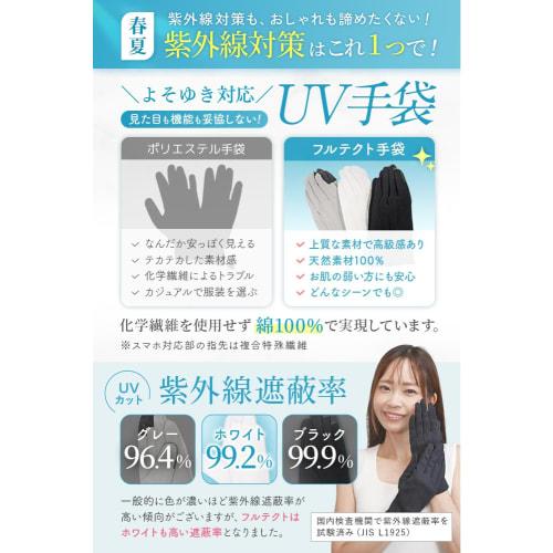 CHELABO Cotton Gloves, Smartphone Compatible, UV Protection, Hand Care, Made in Japan with Fulltect Fabric (Gray, Gift Set, 1 Pair, Large)