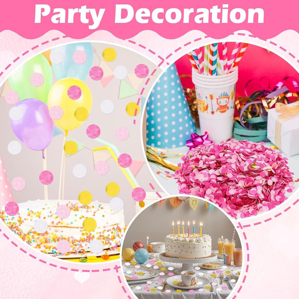 Bewudy 8000pcs Tissue Confetti Dots Table, Pink Party Confetti for Birthday Graduation Wedding Toss Groovy Fall Autumn Party