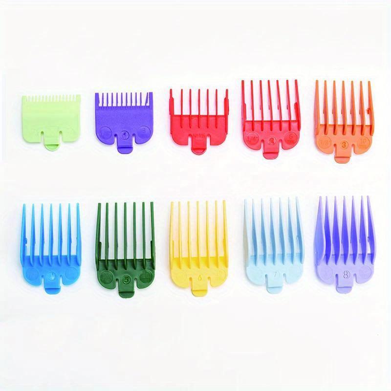 10pcs Hair Clipper Accessory Set - Colorful Comb Guide, Adjustable Limit Protector
