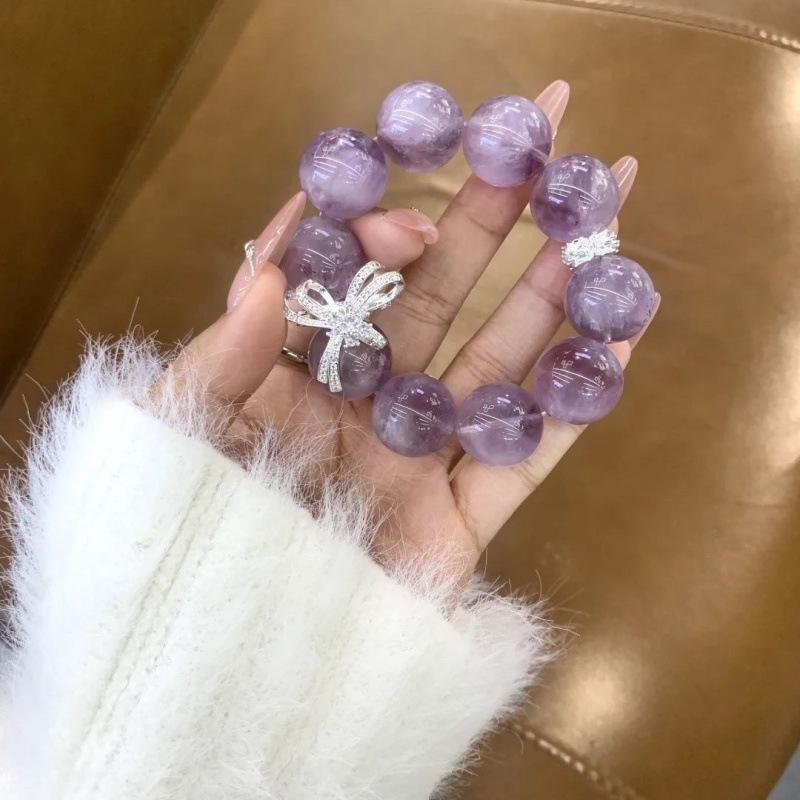 Eis-Transparenter Kaninchenhaar-Amethyst-Armreif mit Energiekristall und Zertifikat