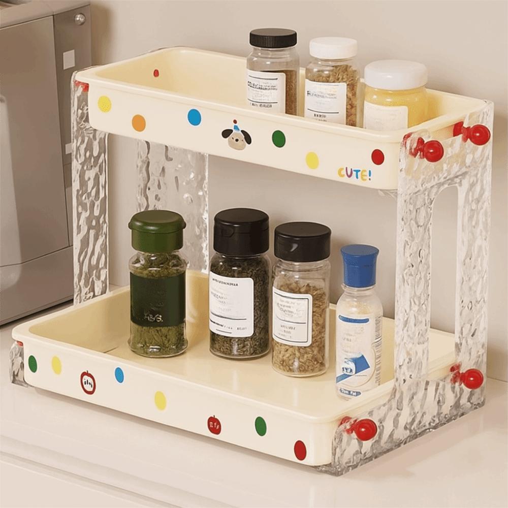 Detachable Spice Rack High-capacity Standing Seasoning Rack 2-layer Storage Rack  Kitchen