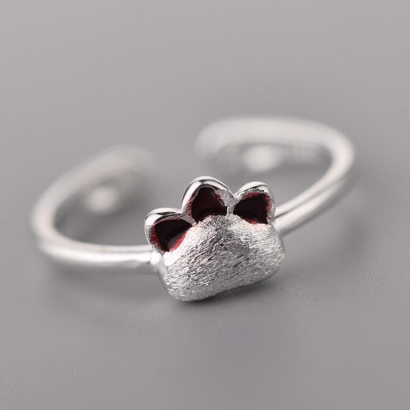 Copper Cat'S Paw Ring For Women Jewelry Finger Adjustable Open Ring For Party Birthday Gift