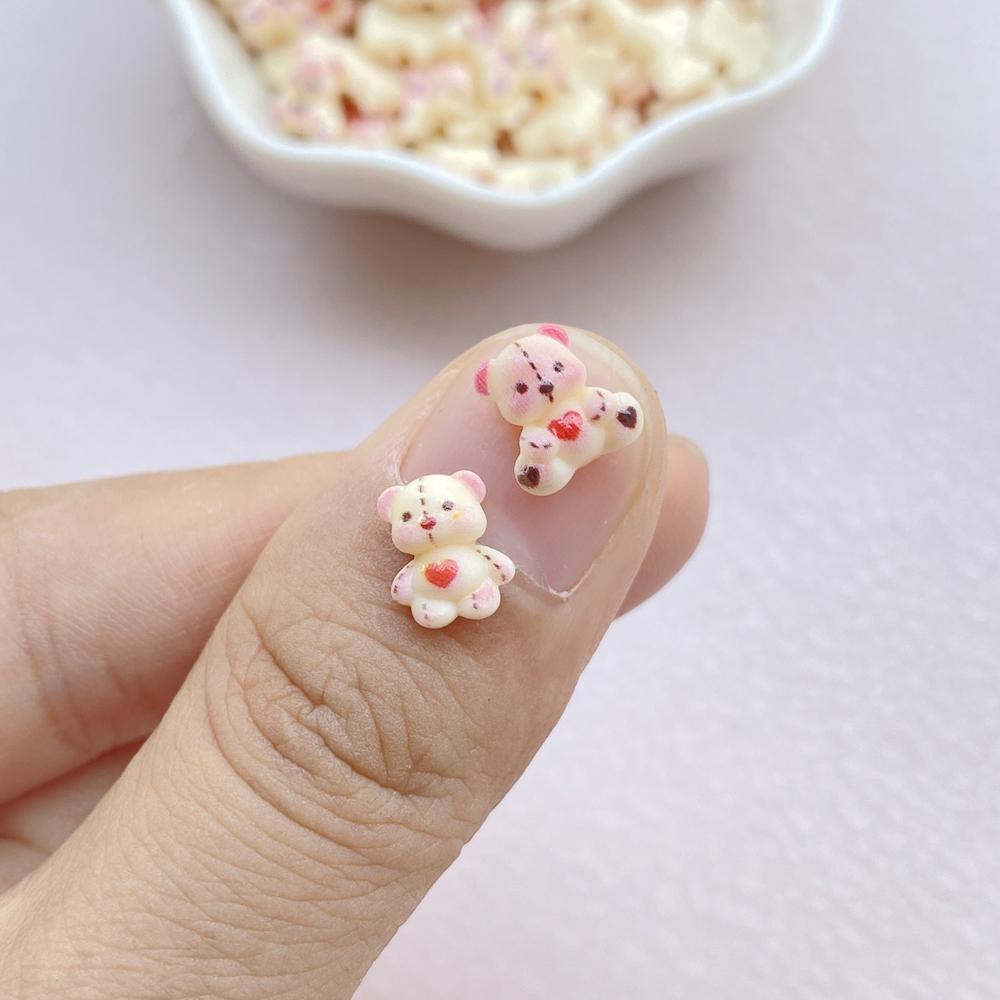 100 Stück Süße Mini Cartoon Kleiner Bär Nail Art Harz Designer Anhänger DIY Basteln Für Nagel 3D Dekorationen Schmuck