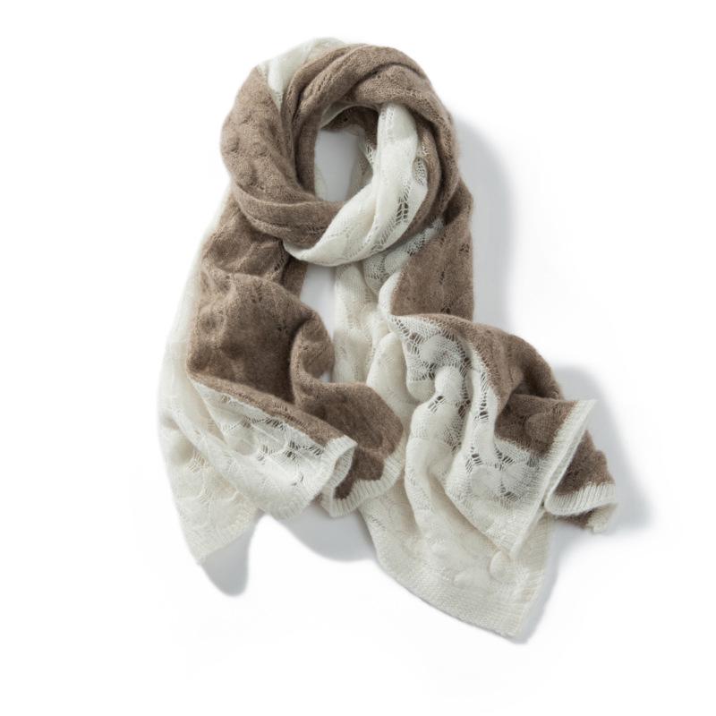 100% Cashmere Women s Color Block Scarf: Autumn/Winter Warm Dual-Use Shawl & Neck Gaiter One Size
