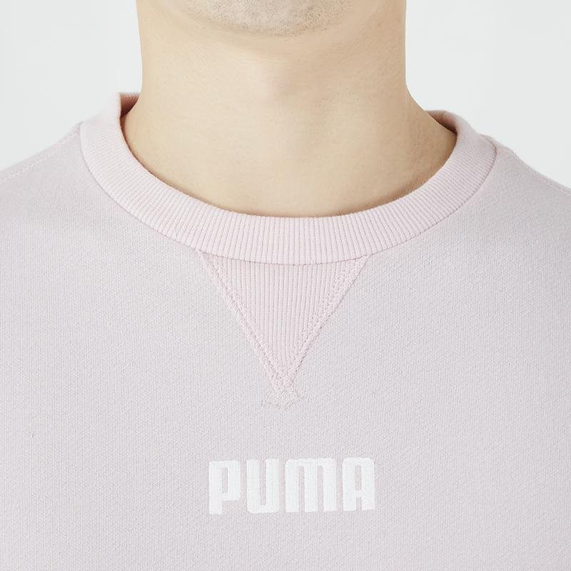 Puma Small Logo Print Solid Color Crew Neck Long Sleeve Sweatshirt Men Tops Pink 849575-16