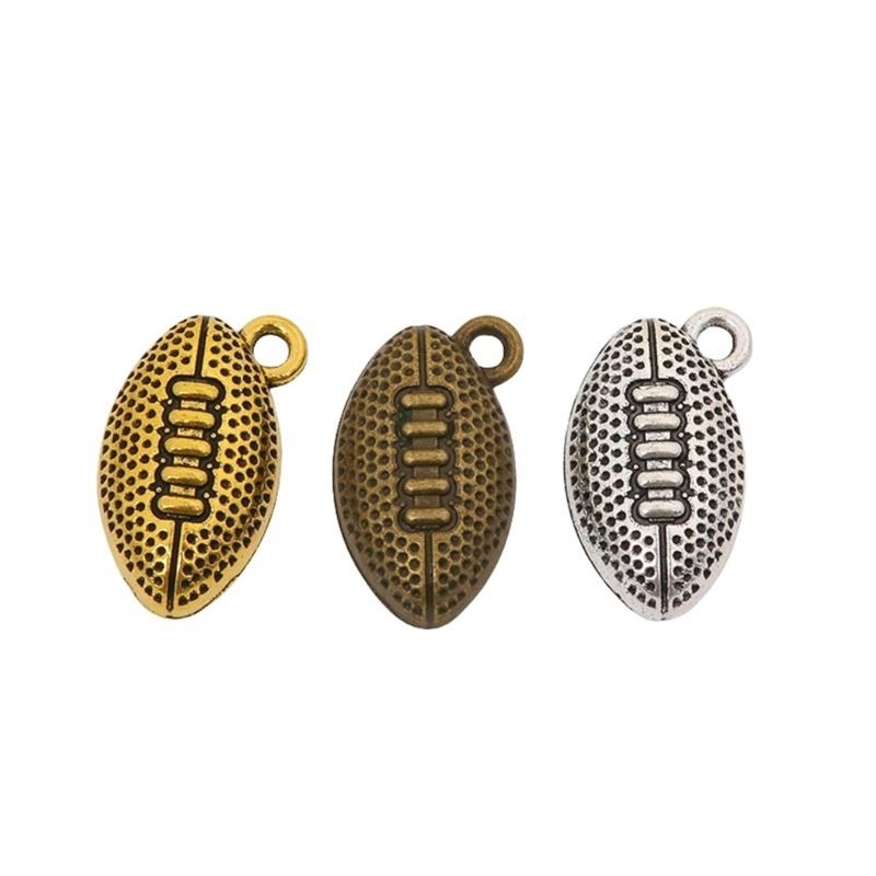 Set of 100 Zinc Alloy Sports Pendants Rugby Jewelry Supplies Bracelet Pendants Present for Jewelry Craft Enthusiasts