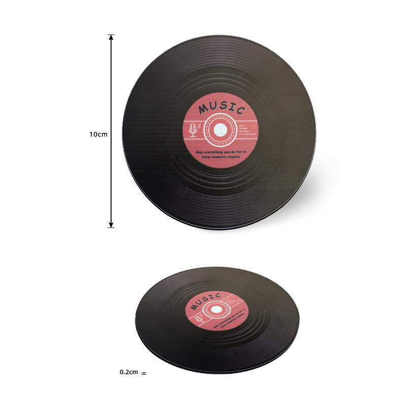 

Stainless steel placemat coaster retro CD vinyl record model thermal insulation non-slip tray pad coffee cup pad