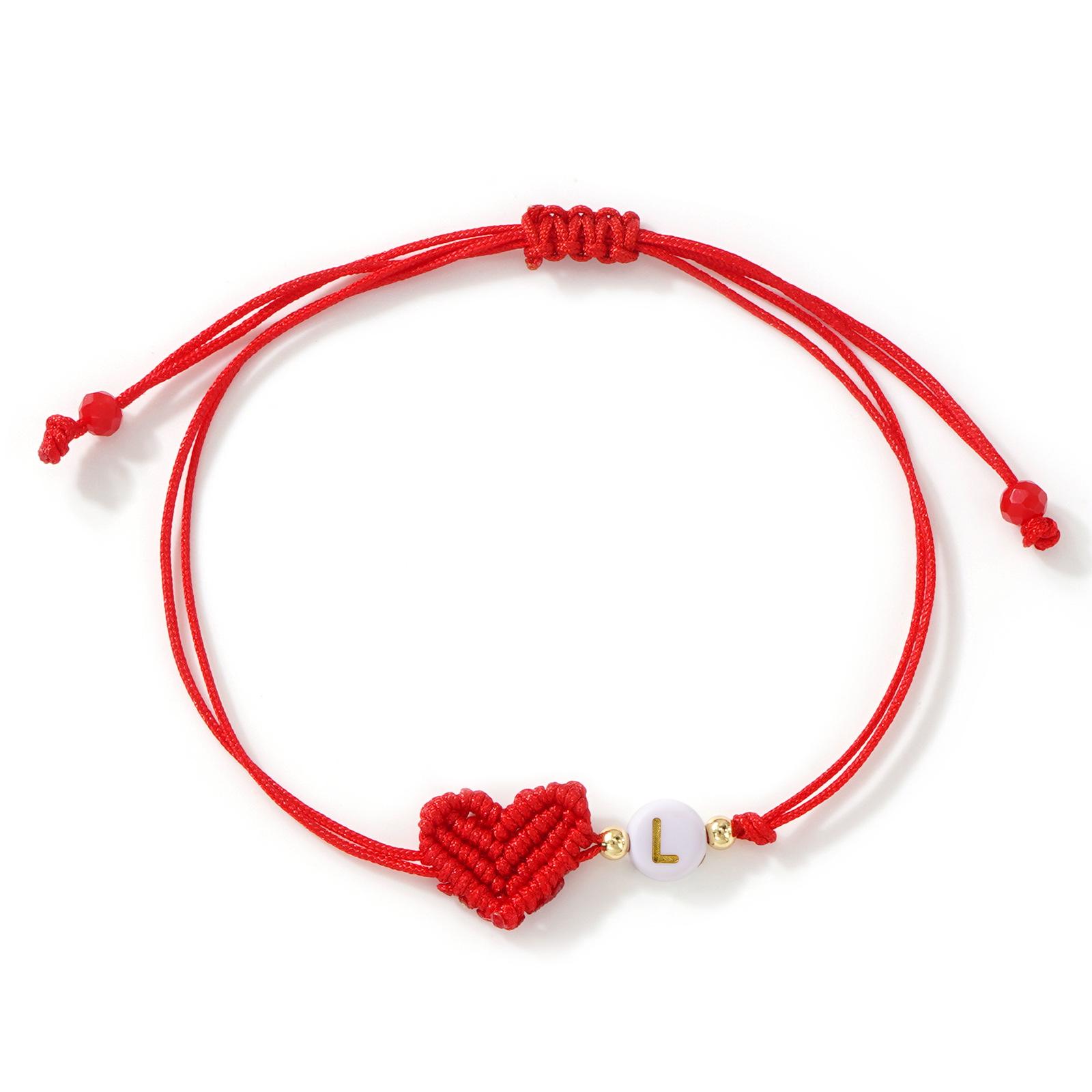 

Handmade Woven Red String Bracelet with Gold-Plated Heart for Couples or Best Friends