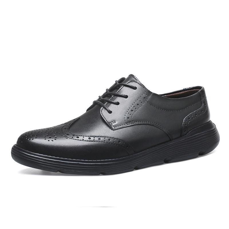 Men's British Style Genuine Leather Lace-up Shoes, Non-Slip & Breathable, Soft Sole, Large Sizes 45-50.