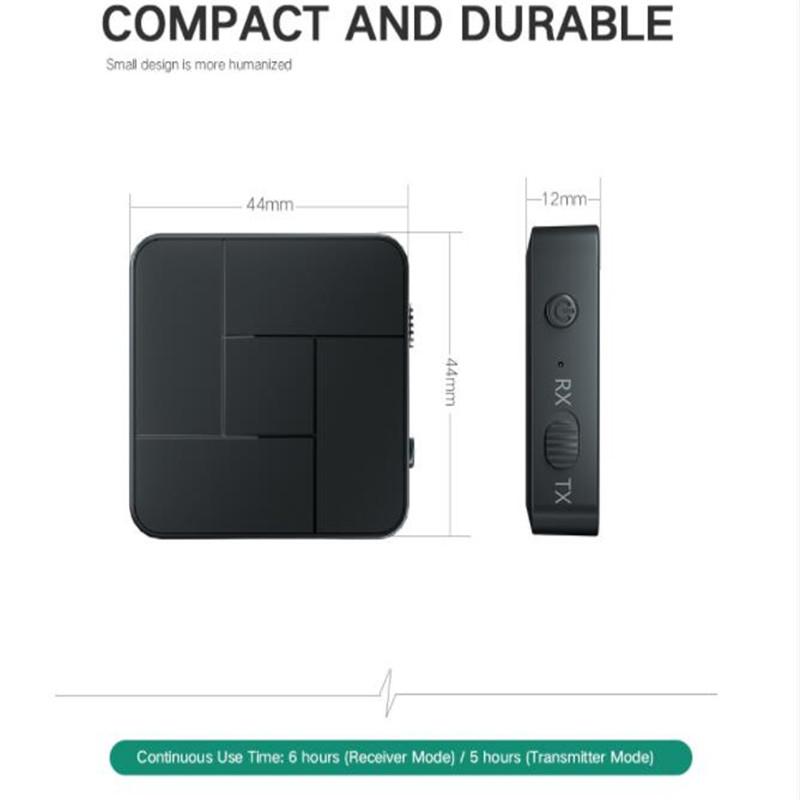 2 IN 1 Bluetooth5.0 Receiver and Transmitter Wireless Bluetooth Adapter Audio Music Receiver Adapter With 3.5MM AUX For Home TV MP3 PC