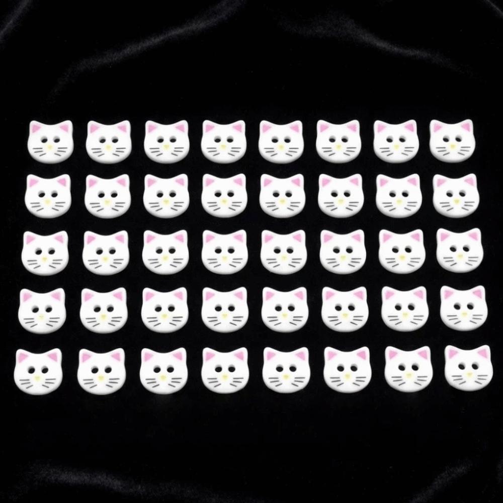 40pcs Fashionable 12mm Kitty Buttons Cute Creative Calico Cat Buttons Colorful Resin Kitten Head Buttons Cardigan Sweater