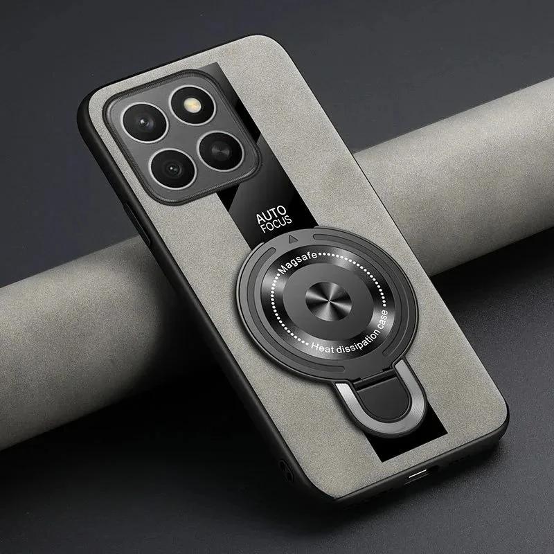 For Magsafe Wireless Charging Cover For Xiaomi 15T Pro 17T Pro PU Leather Shockproof Ring Stand Holder Case For Xiaomi 17 Max