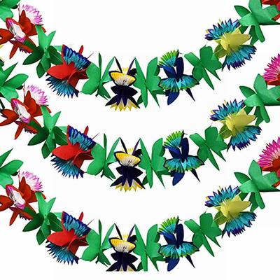 1 Stück Hawai Luau Sommer Tiki Bar Tropische Party Dekoration, Tropische Insel Strand Zubehör Taschentuch Farbe Blumen Girlande Lang Trop