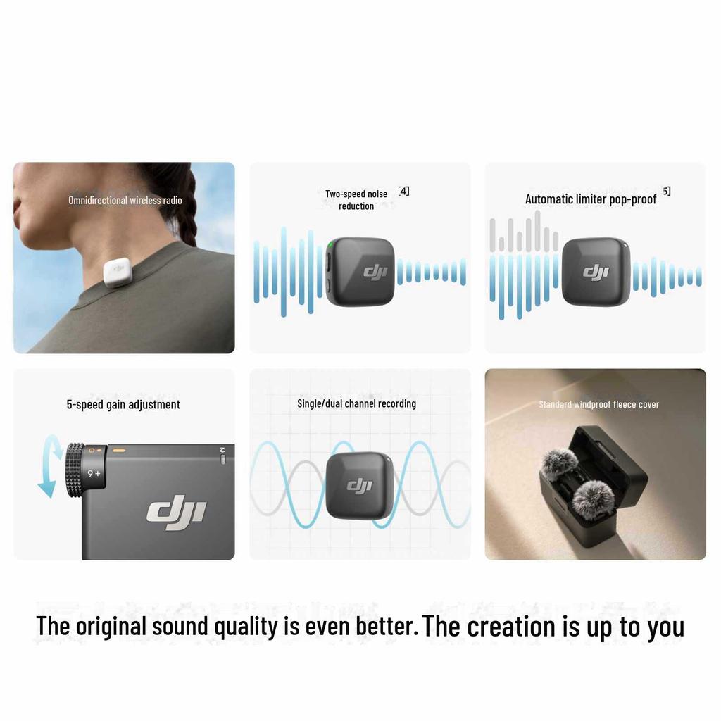 DJI Mini Wireless Mic: Noise-Reducing Clip-On for Live Broadcasts, Vlogs, Interviews, and Mobile Recording.