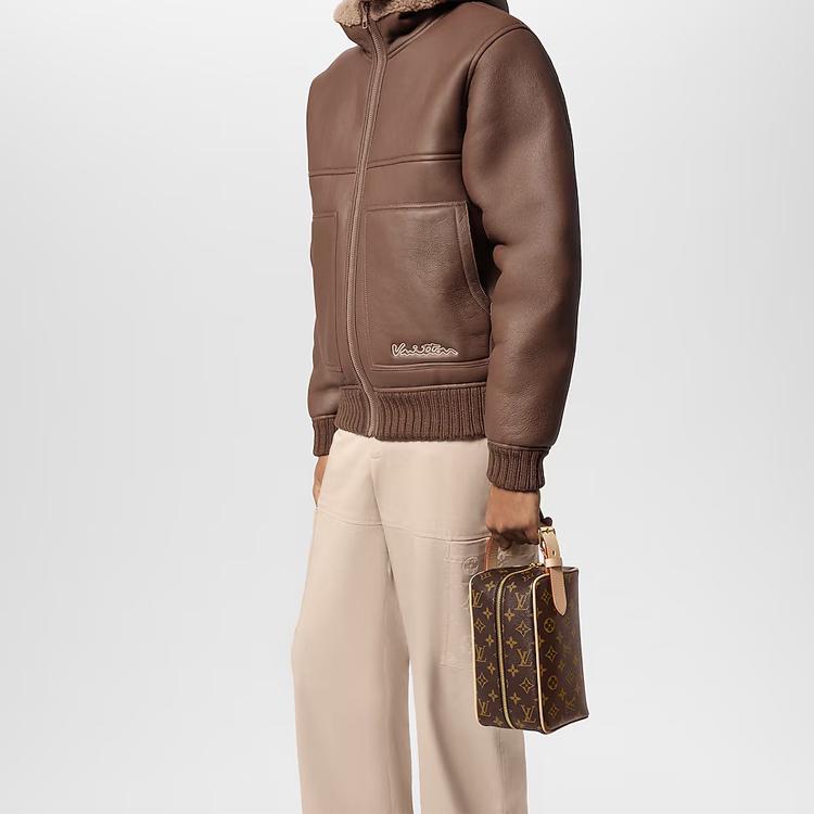 Louis Vuitton Dopp Kit Monogram Canvas With Leather Trim Toiletry Bag Women Toiletry Bag Brown M83112