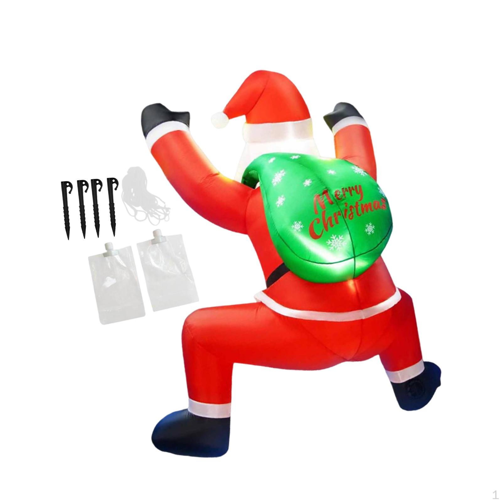 

Christmas Inflatables Climbing Santa with Gift Bag Yard Decoration Creative 180cm Xmas Decorative