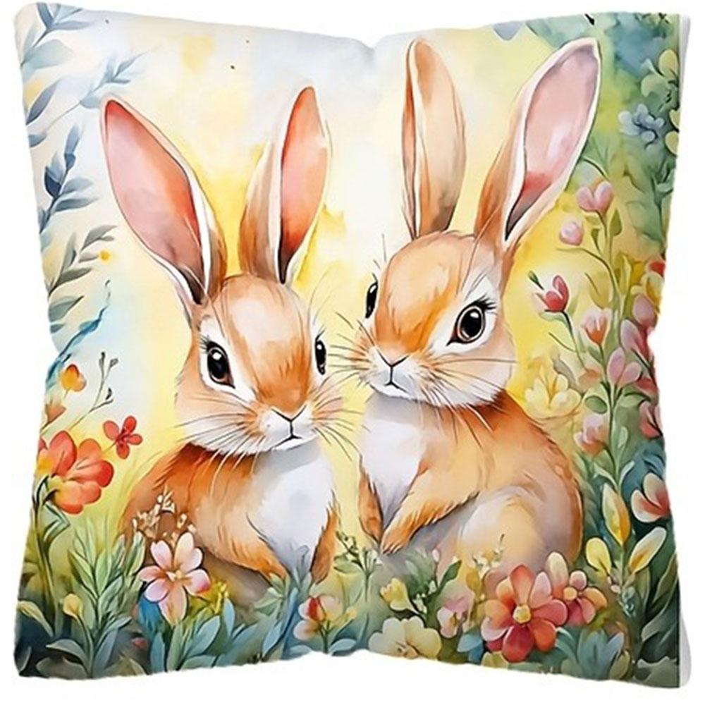 

Easter Pair of Cute Bunny Print Nordic Home Decor Pillowcases Holiday Bedroom Living Room Decoration Polyester Cushion Covers 16x16Inch
