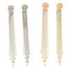 Lightweight Alloy Rhinestones Long Drop Earrings Featuring Flowing Tassels Design Comfortable for Extended Daily Use
