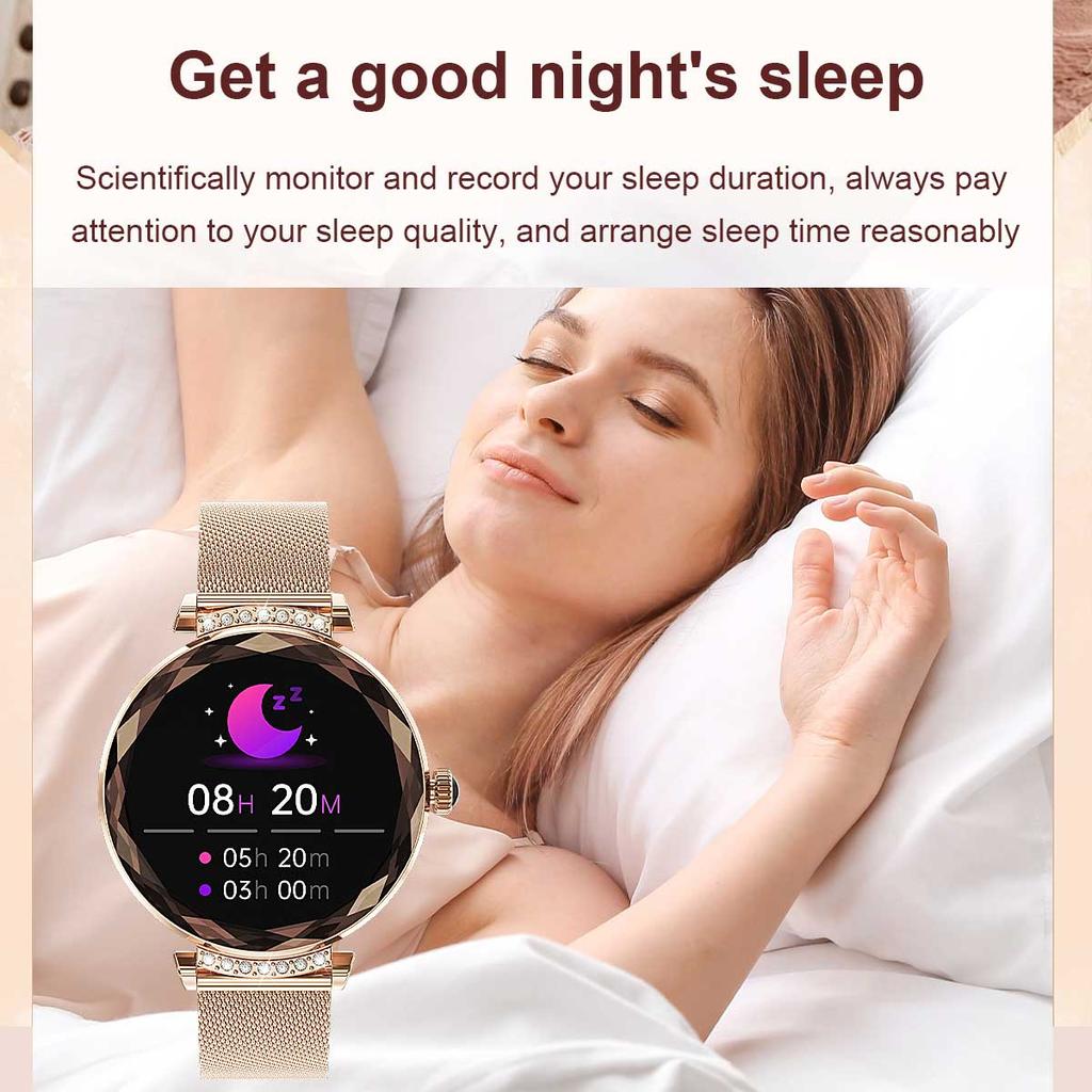 LUCKY START Fashion Smart Watch Women Bracelet Heart Rate Monitor Custom Dial Sports Fitness Watch Ladies Waterproof Smartwatch Android