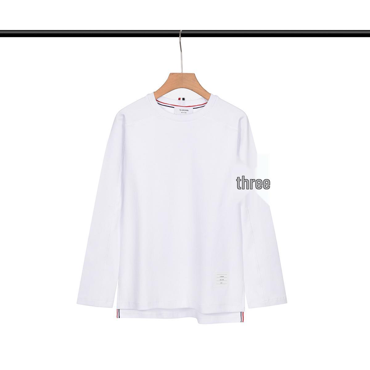 

2025 TB Пряжа-окрашенная футболка с длинным рукавом, в четыре полоски, с круглым вырезом и рукавами реглан, из хлопка 2 белый