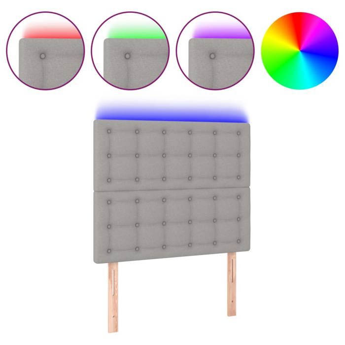 VidaXL Tête de Lit à LED Meuble de Chambre à Coucher Accessoire de Lit Simple Tête de Cadre de Lit Intérieur Gris Clair 3122848
