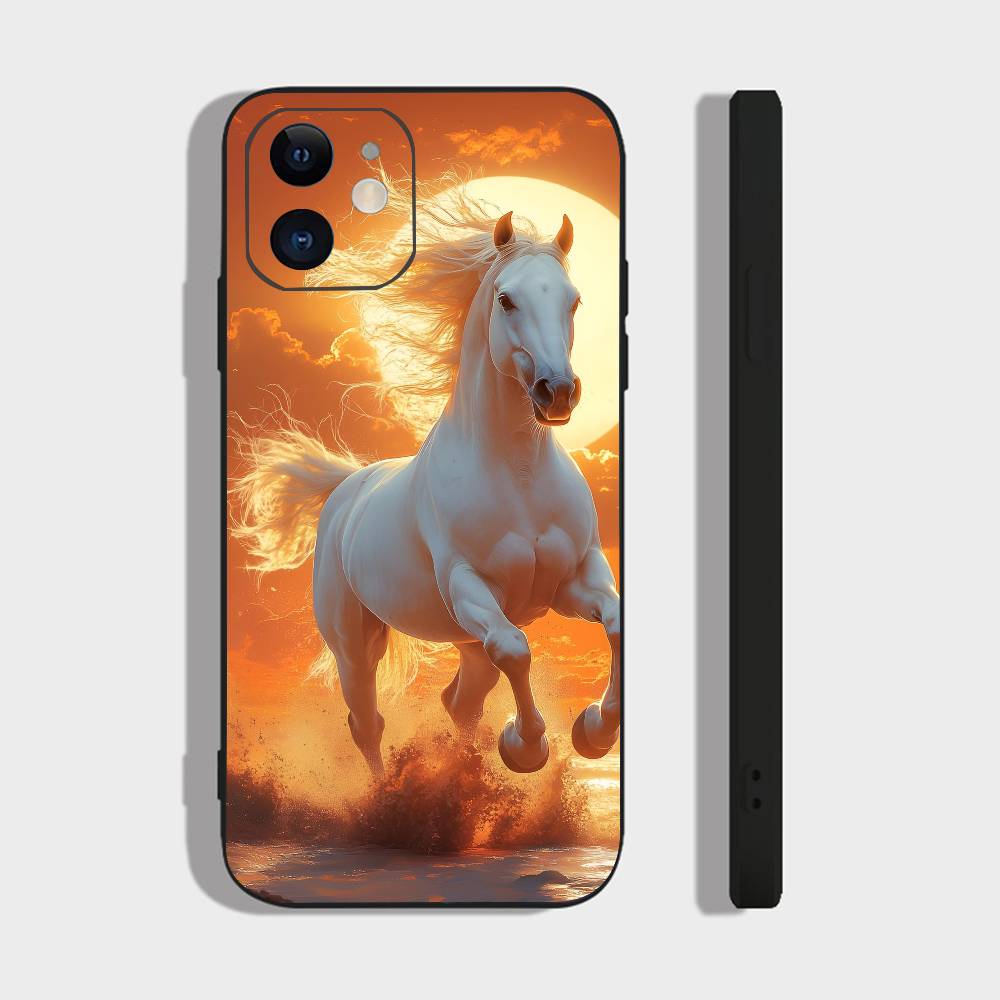 Animal Galloping Horse For IPhone 13,17,11,12,16,14,15,Plus,Pro Max Soft Silicone Black Phone Case