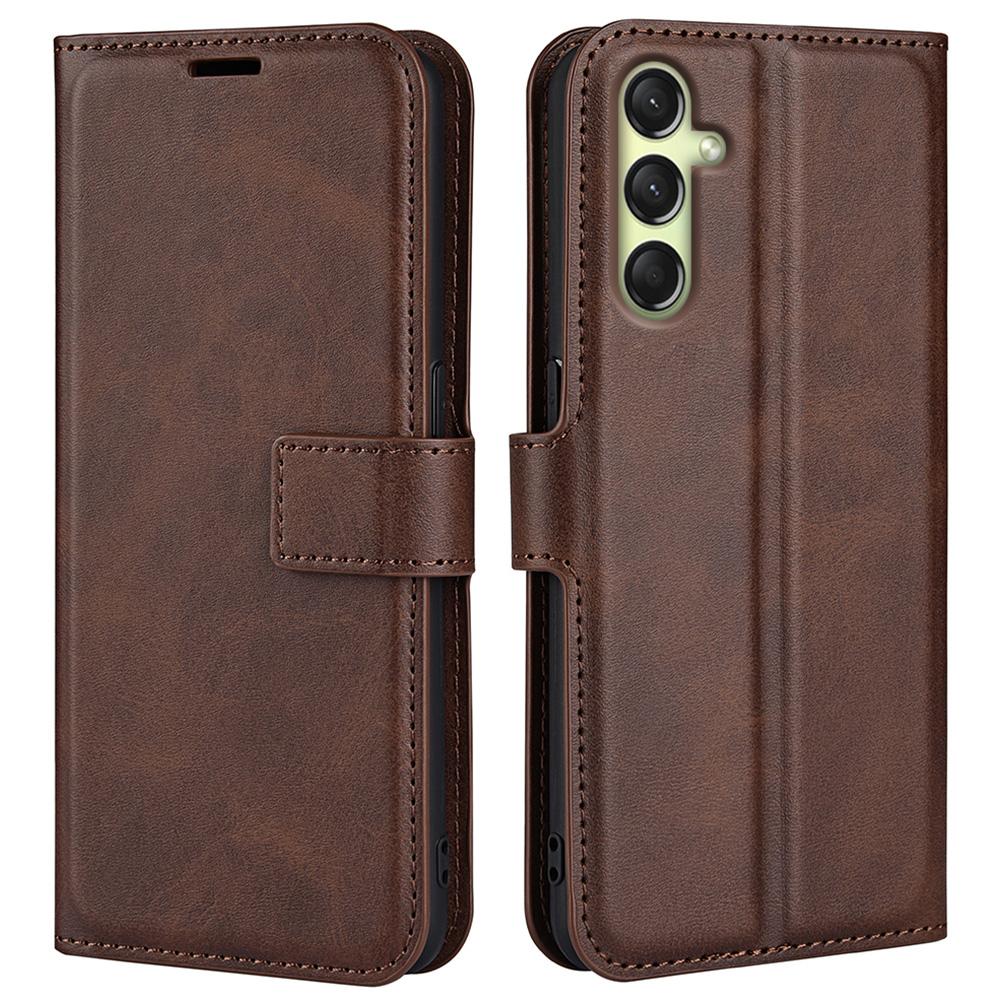 

For Samsung Galaxy A16 5G/A16 4G Stand Case Anti-Scratch Calf Texture Leather Phone Cover Brown