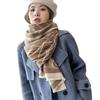 Winter camellia oblique plaid core-spun yarn jacquard scarf women's versatile cashmere shawl thickened warm and cold-proof scarf