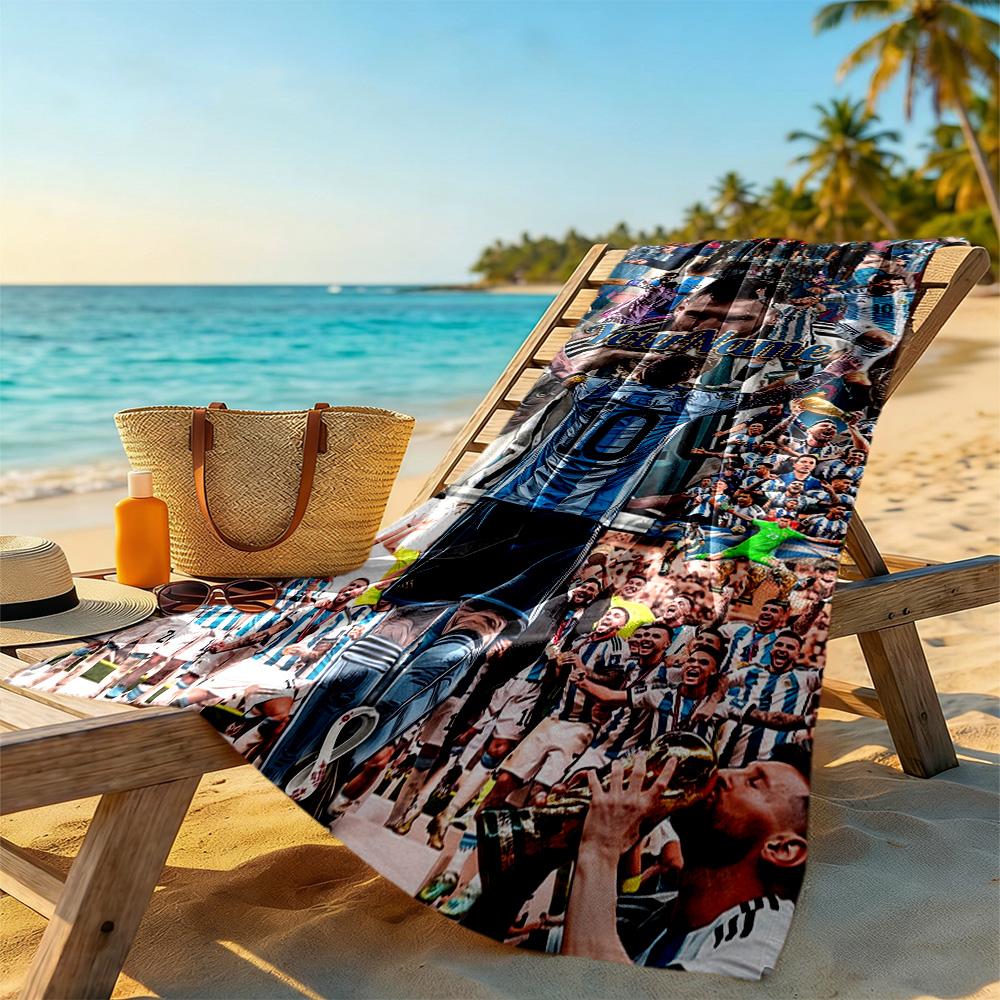 Messi Personalized Text Beach Towel Soft Durable Quick-Dry Suitable for Swimming Gym Camping Yoga Vacation