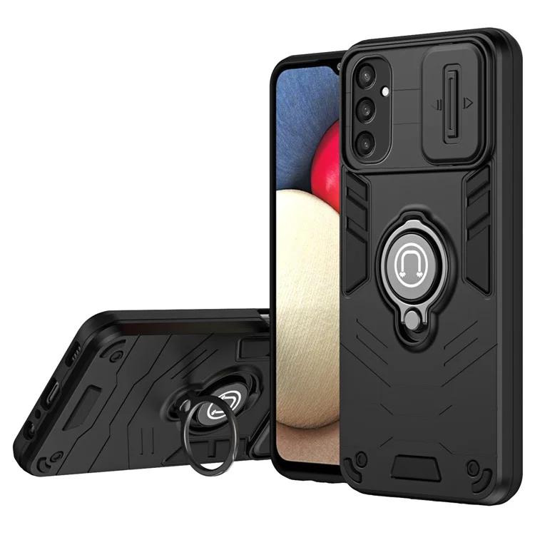 

For Samsung Galaxy S24 Case PC+TPU Phone Cover with Kickstand and Lens Lid