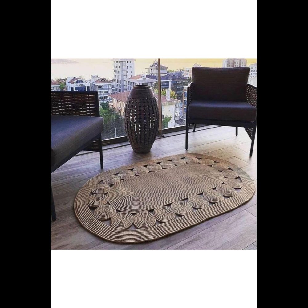 Covor tricotat manual din paie de iută Covor de lux tricotat manual real