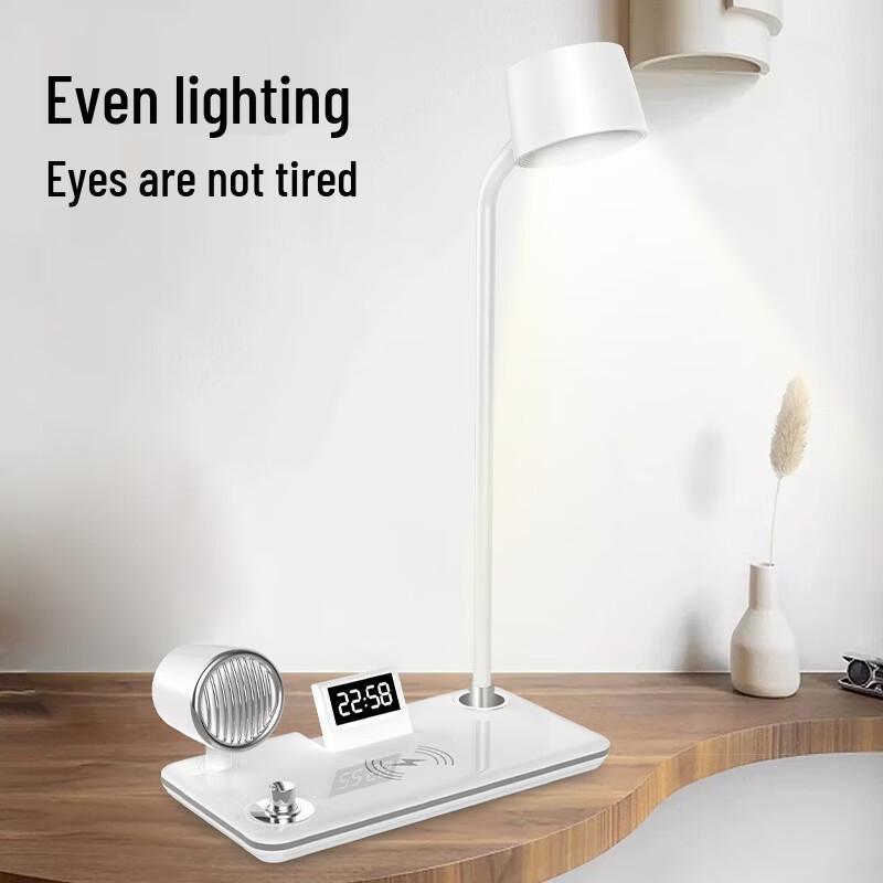 Sayrelances Z10 4-in-1 LED Desk Lamp with Wireless Charger Speaker Clock