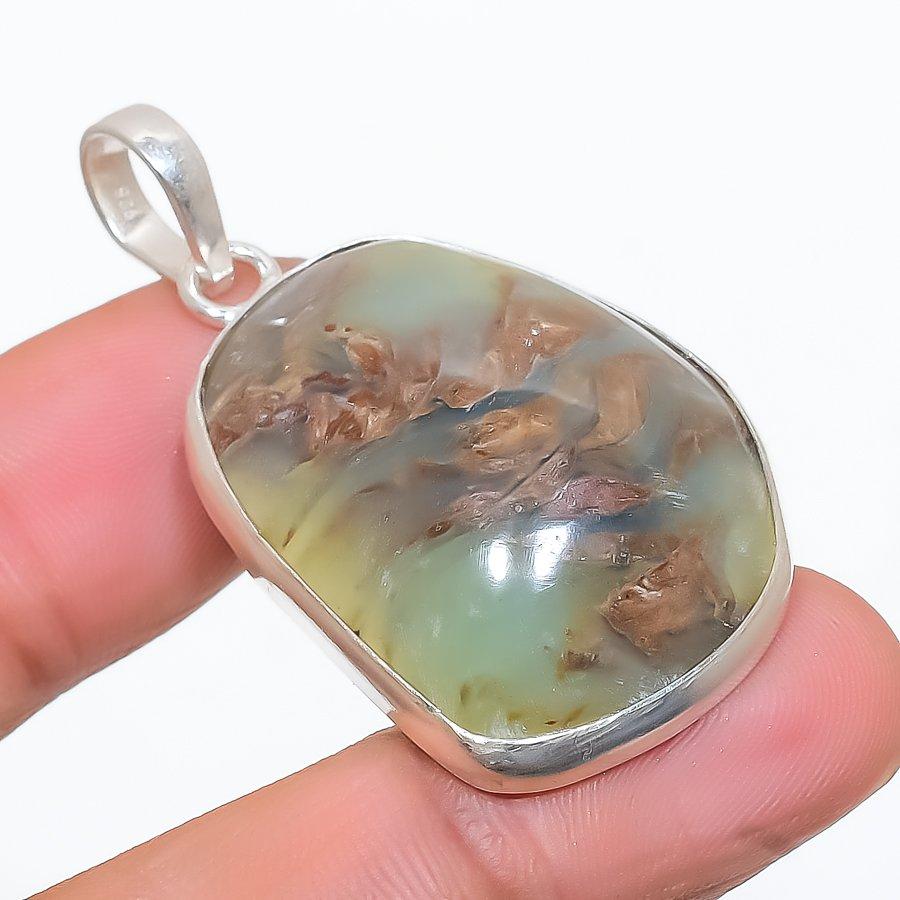 

Chrysoprase Gemstone Handmade 925 Steling Silver Jewelry Pendant 1.73 SU-9639