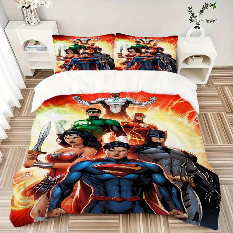3pcs Superman, Justice League Cover Set,Soft Comfortable Duvet Cover,Guest Room (1*Duvet Cover + 2*Pillowcases, Without Core) yy251024125