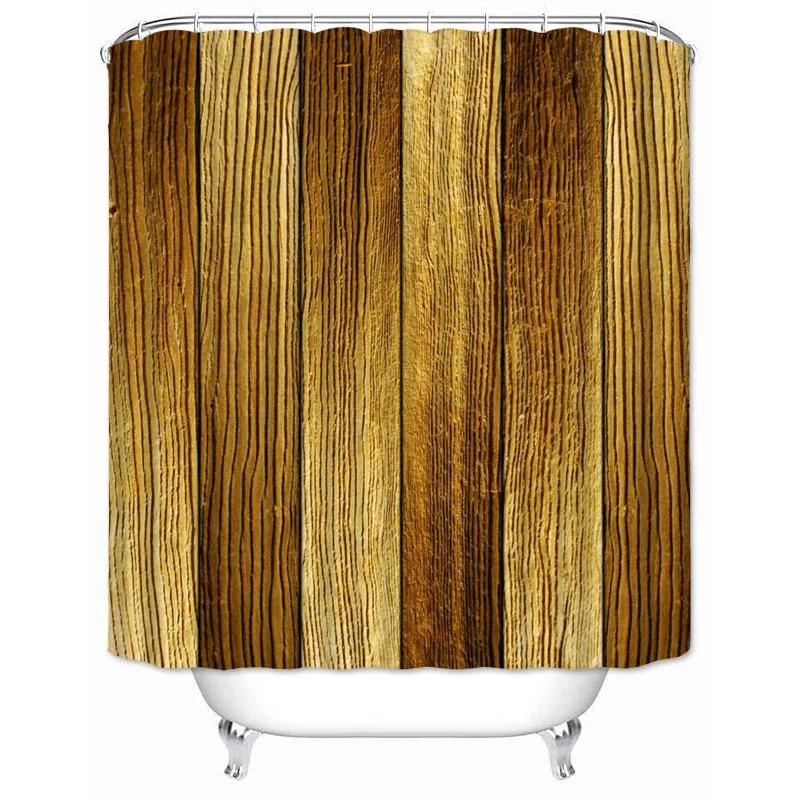 Rustic Shower Curtain Vintage Vertical Wood Planks Distressed Rustic Hardwood Design Fabric Bathroom Curtains Decor with Hooks
