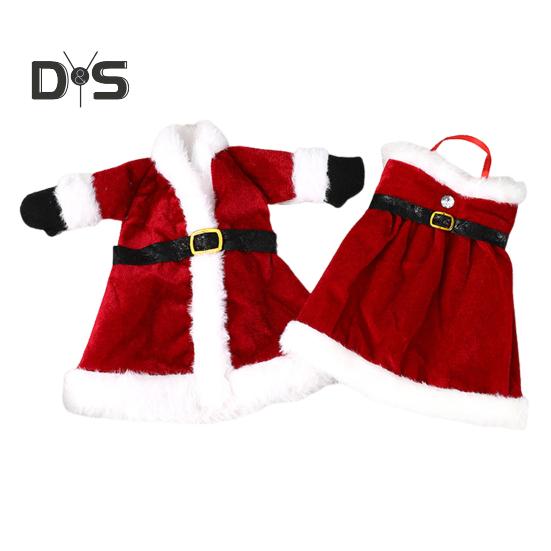 Christmas Wine Bottle Cover Red Wine Bottle Skirt Clothes with Belt Handmade Wine Accessories Holiday Home Decoration