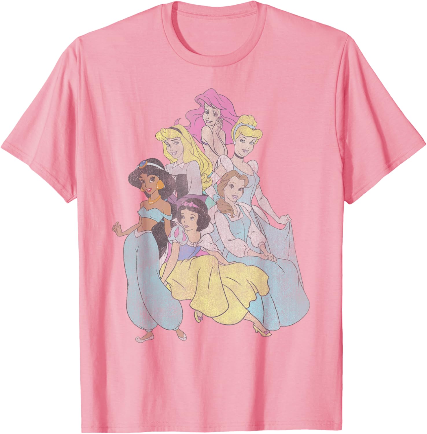 Hot Fashion Casual Disney Princess Group Shot T-Shirt S-4XL Four Seasons XL розовый