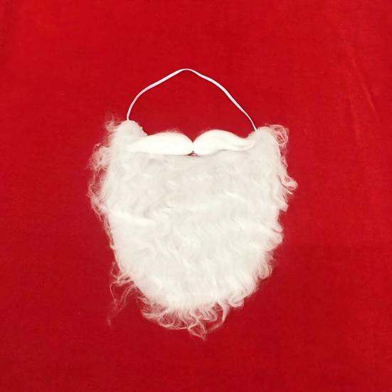 Santa Claus Beard Realistic Curly Fluffy Soft Elastic Band Costume Accessories Adults/Kids Christmas Performance Santa Fake White Handlebar