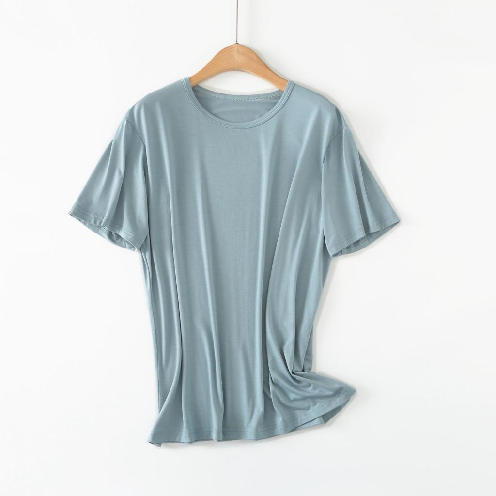 Men's Casual Modal Pajamas - Short-Sleeve, Loose Fit, Round Neck, Plus Size, Lightweight Summer Homewear Top