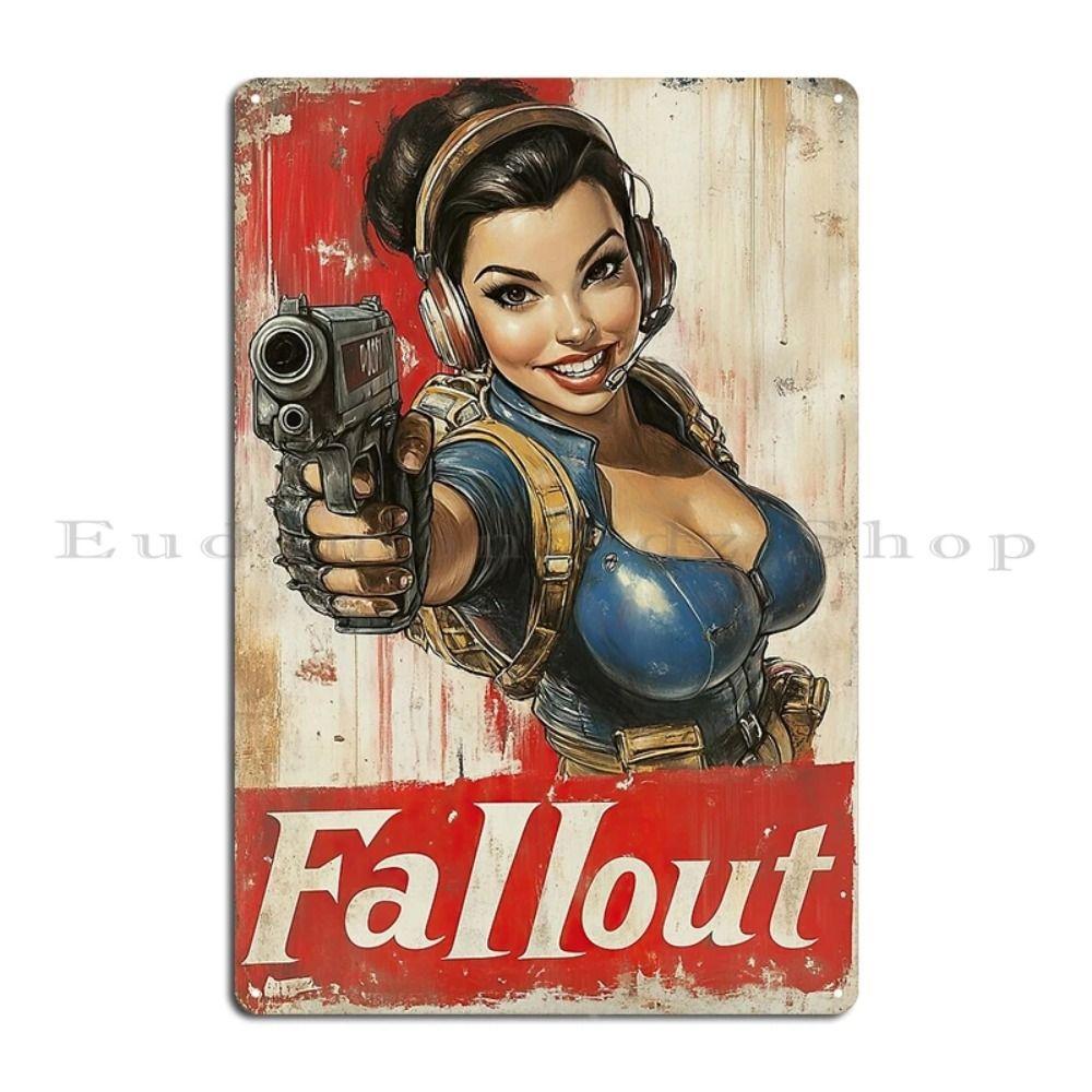 Vintage Military Pinup Girl Metal Tin Sign Wall Decor 20x30cm