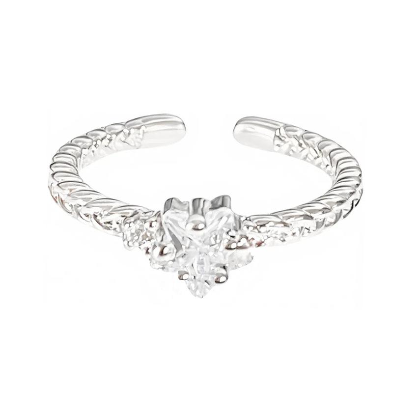 Simple Zircon Diamond Ring Fashion Open Ring Flash Diamond Cold Wind Light Luxury High Sense Ring